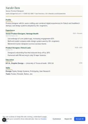 GCC CV Format resume template preview