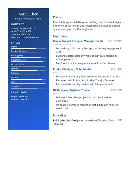 Premium Modern resume template preview